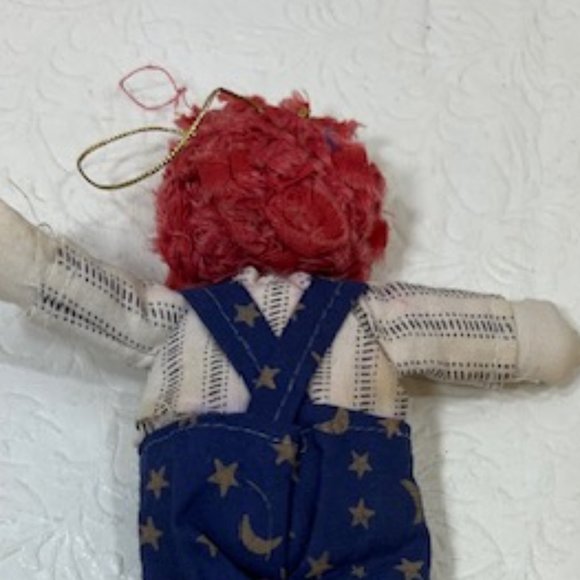 VTG Raggedy Andy Fabric Doll Christmas Holiday Tree Ornament Handmade 7" - Picture 8 of 10